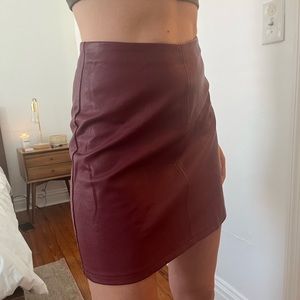 RED LEATHER SKIRT